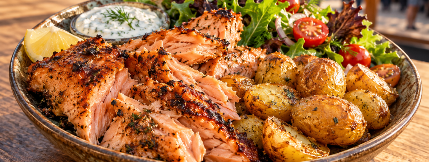 Lachs mit Drillingen